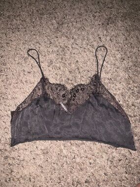 Free People Black Lace Trim Bralette
